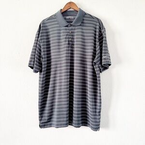 Nike Golf Fit Dry Striped Polo XXL Men's Black Shirt Breathable Mesh Button Neck